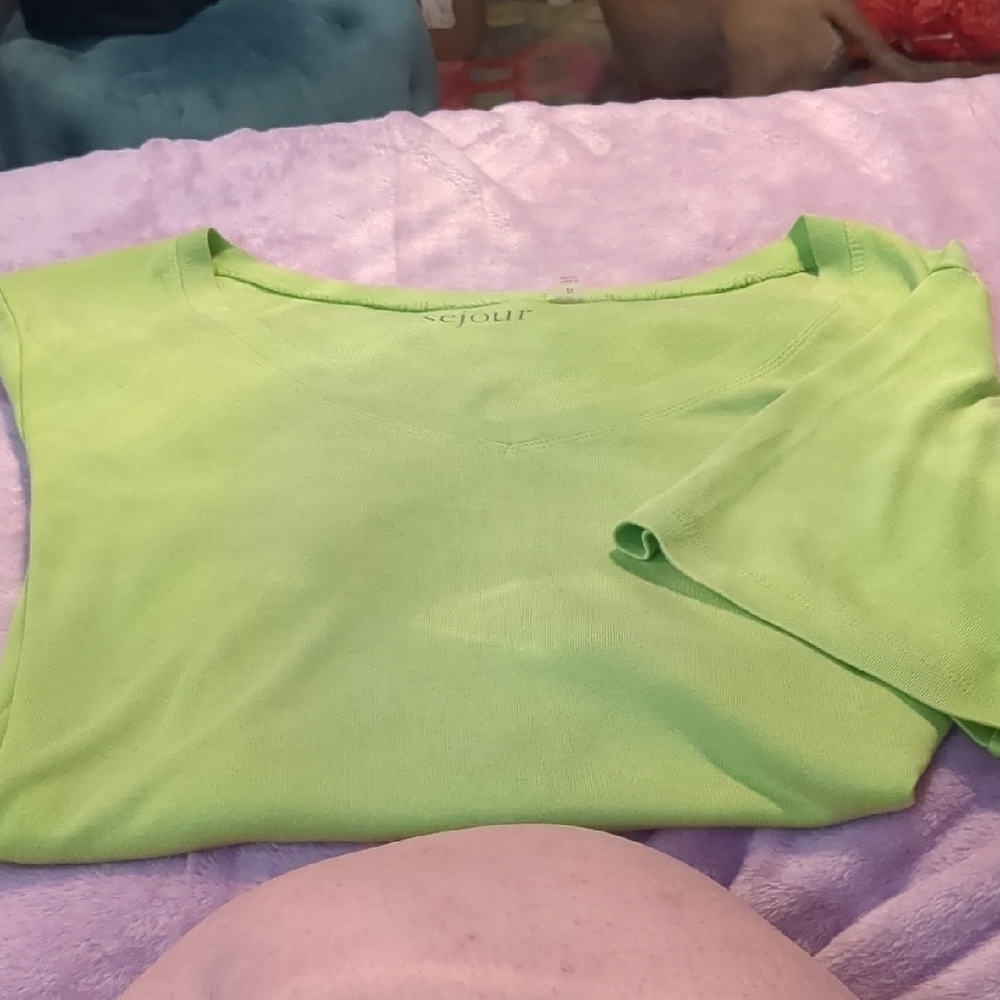Sejour Green Sleeveless Boxy Blouse
